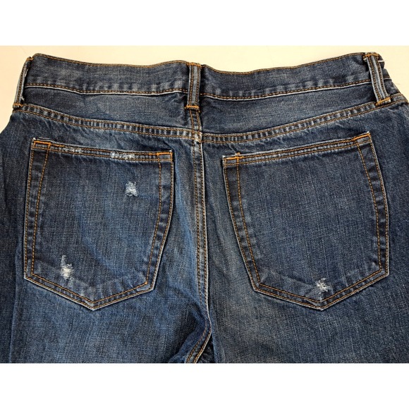 Gap Denim Straight Fit Blue Jeans Mens 33x28 Distressed Holes Grunge Worn - Picture 8 of 14
